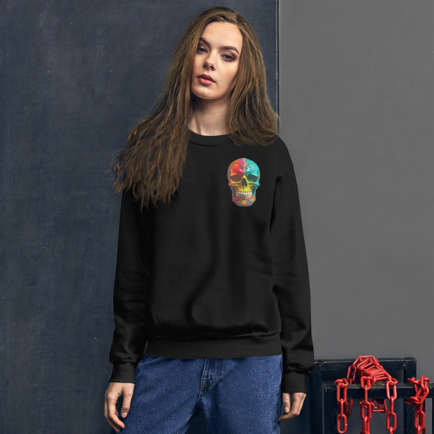 2 Smoking Skulls Mardi Sweatshirt
