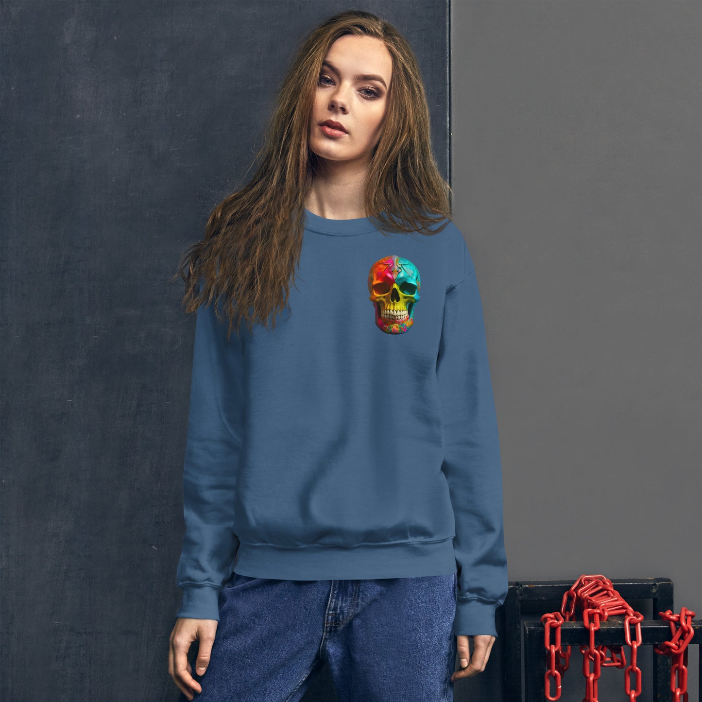 2 Smoking Skulls Mardi Sweatshirt