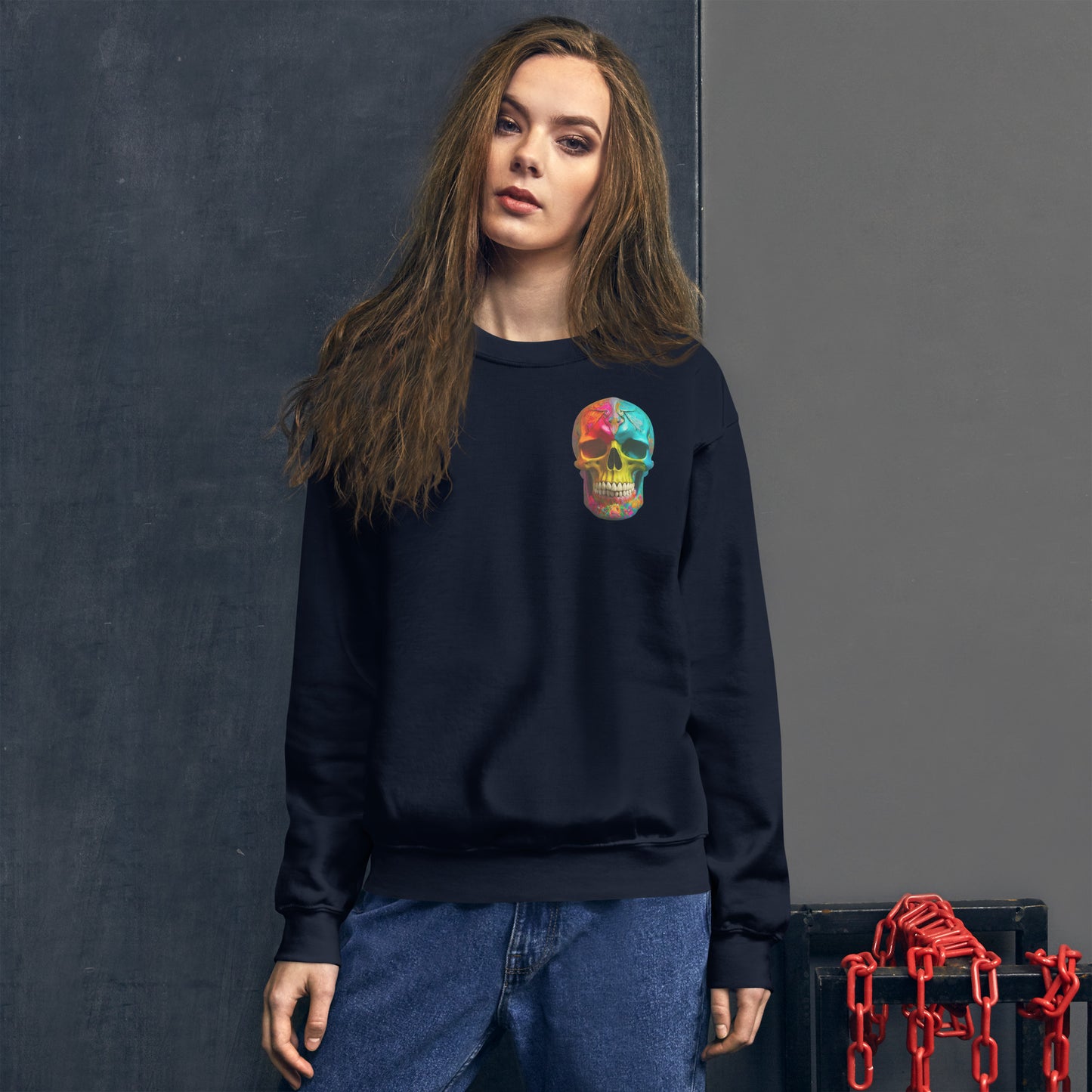 2 Smoking Skulls Mardi Sweatshirt
