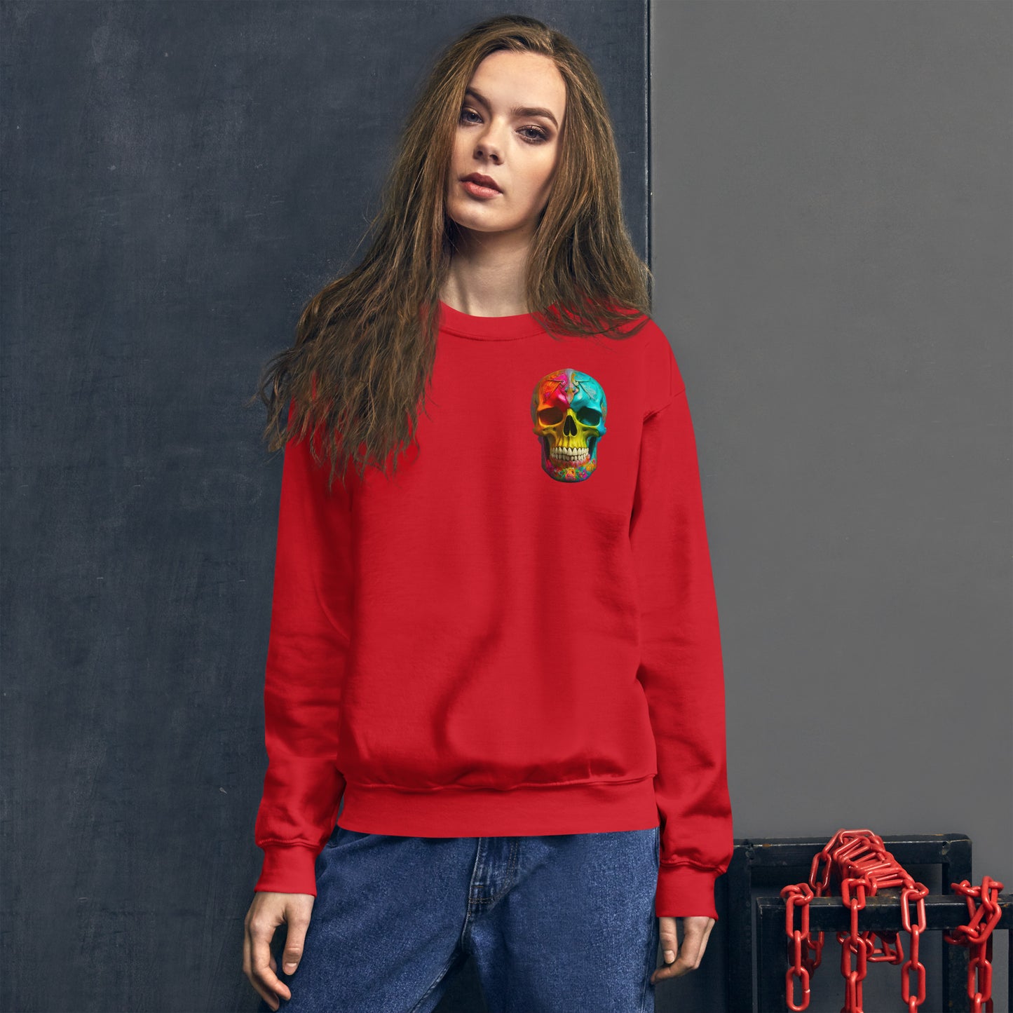 2 Smoking Skulls Mardi Sweatshirt