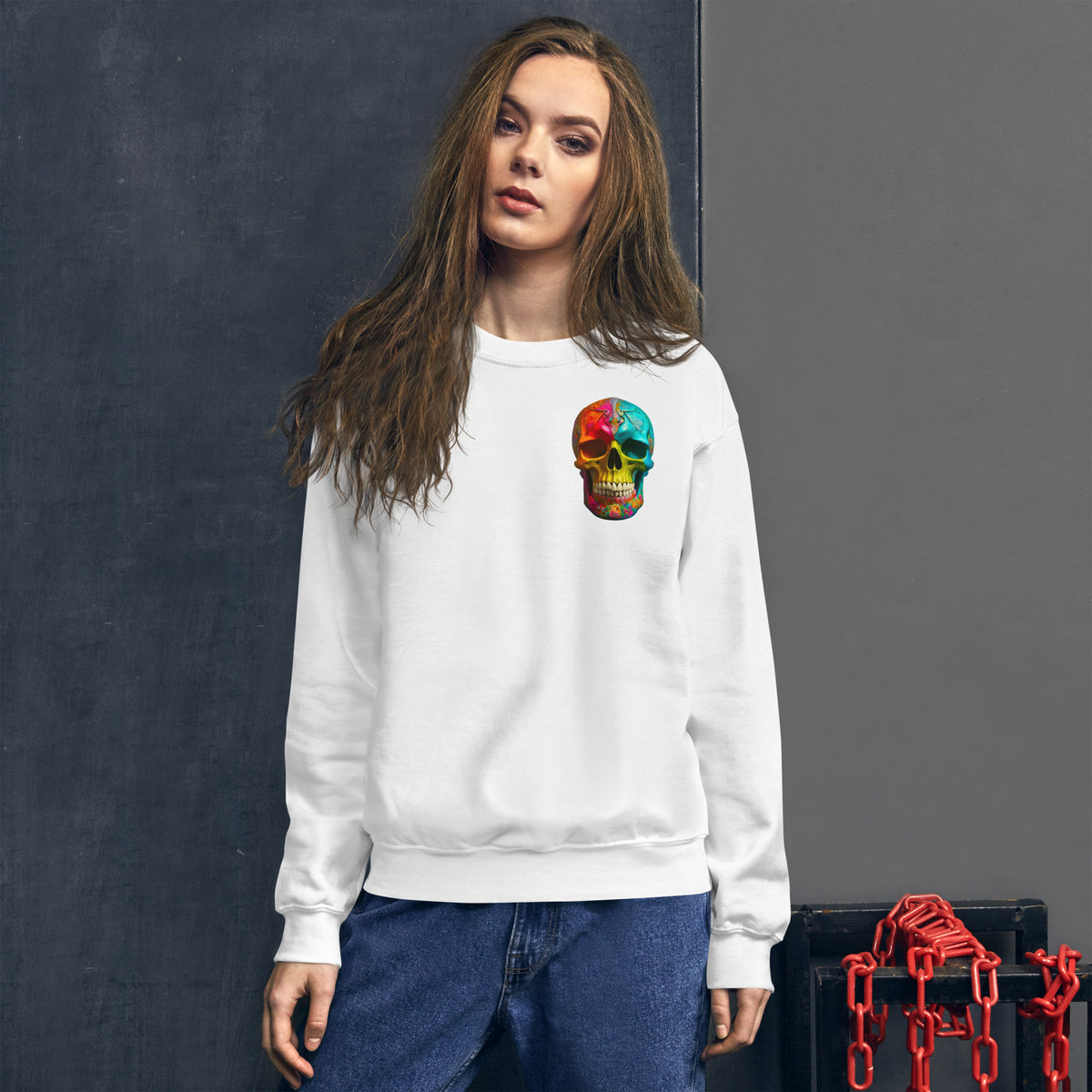 2 Smoking Skulls Mardi Sweatshirt